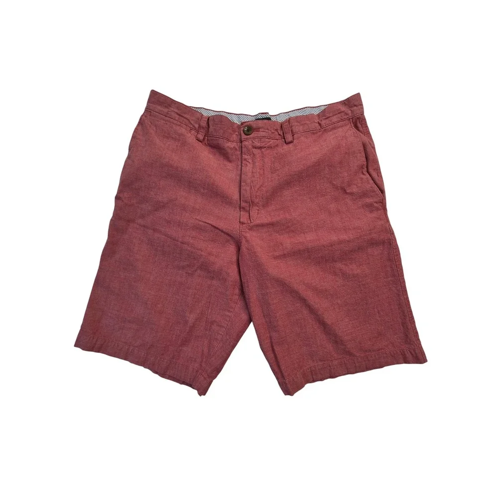Banana Republic Mens 35 St Chambray Shorts Burnt Rust Red 100% Cotton 409825